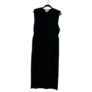 VTG Anne Klein Maxi Dress Sleeveless Shift 100% Merino Wool Black Estimated M/L